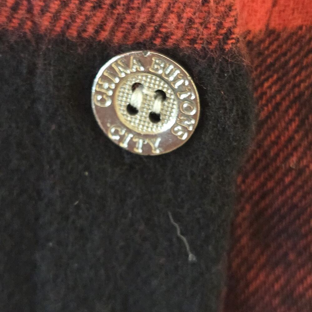 Upcycled Red Buffalo Plaid BRIDESMAID Button Flannel MED Long Wedding Party - Picture 5 of 8